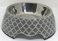 Modern Gray Dog Bowl Set – Melamine & Stainless Steel Double Bowl
