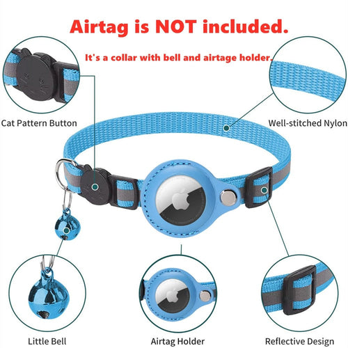 Reflective AirTag Collar for Dogs & Cats – Track & Stay Safe