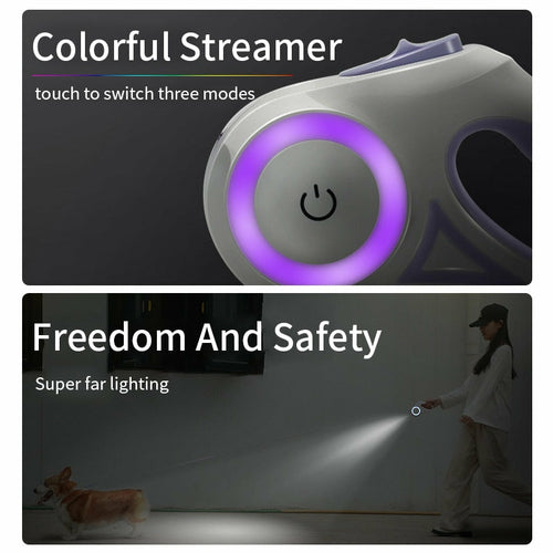 Retractable LED Dog Leash – Auto Extending Light-Up Leash for Night Walks