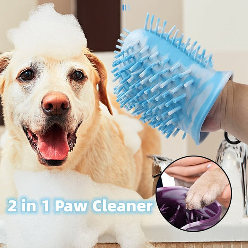 2-in-1 Dog Paw Cleaner Cup – Portable Muddy Paw Washer & Brush