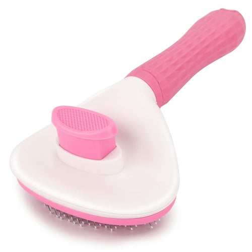 Self-Cleaning Slicker Brush – Pink & White Pet Grooming Brush
