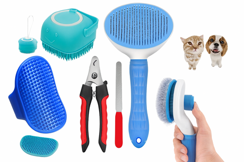 7-in-1 Complete Pet Grooming Kit – Slicker Brush, Bath Scrubber & More